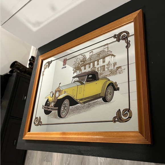 VINTAGE MIROIR ROLLS Royce cadre bois ancien publicitaire EUR 20,00 - FR